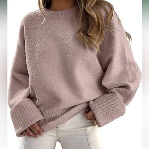 Women's Cozy Crew Neck Sweater - Pink